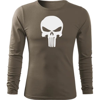 DRAGOWA FIT-T Тениска с дълъг ръкав Punisher, маслиненозелена, 160 г/м2 (4540)