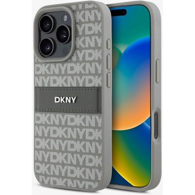 DKNY PU Leather Repeat Pattern Tonal Stripe Заден капак за iPhone 16 Pro Beige DKNY | Lilav | МЪЖЕ | UNI