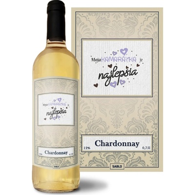 Sablio Moja kamarátka je najlepšia Chardonnay biele suché víno 12 % 0,75 l (čistá fľaša)
