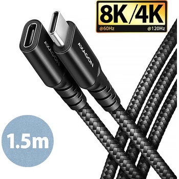 Axagon BUCM32-CF15AB predlžovací USB-C (M) USB-C (F), 1.5m, černý
