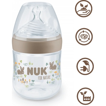 Nuk Шише със силиконов биберон NUK for Nature - TC, 150 ml, 0+ месеца, размер S, Бежово (10743074-Бежов)