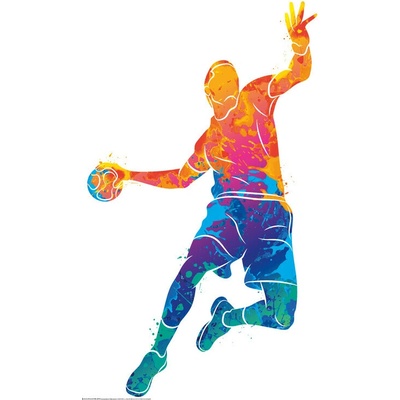 Plagát, Obraz - Watercolour handball player, 61 × 91.5 cm