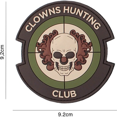 Gumová nášivka 101 Inc nápis Clown Hunting Club - multicam