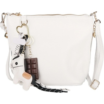 LUKA Malá/střední kožená crossbody kabelka no. 110 bílá