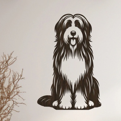 dřevo života Dřevěný obraz Bearded Collie Rozměry (cm): 46x60, Zvolte barvu dekoru: Wenge