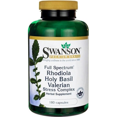 Swanson Rhodiola Holy Basil Valerian Stress Complex 180 kapslí