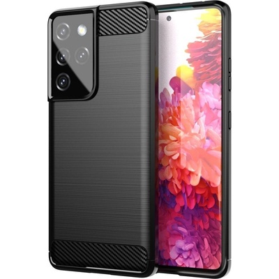 HQWear Калъф за телефон Carbon Flexible Cover TPU за Samsung Galaxy S21 Ultra 5G, черен (5907769324086)