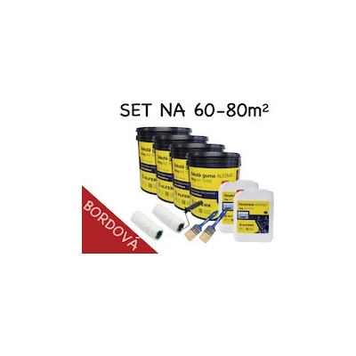 SET na 60-80m2 (90kg) - 4xTekutá guma ALFEMA TG500 bordová 20 kg, 2x Penetrácia ALF PR40 5kg, náradie