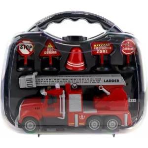 Man Yuk Toys Играчка пожарна кола с пътни знаци - 22 см (98-216b)