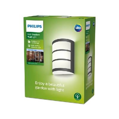 Philips 8719514417618 Nástenné svietidlo Philips PYTHON LED 6W, 500lm, 400K, IP44, antracitová