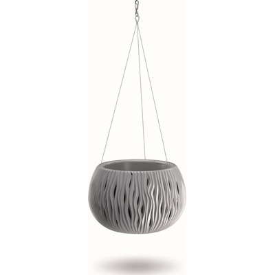 Prosperplast Květináč s vkladem a ocel. lankem SANDY BOWL WS sivý kámen 37cm