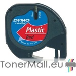  Съвместима касета DYMO LetraTag Plastic 12mm x 4m, Black on Red 91203