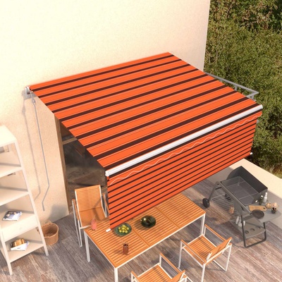 VidaXL Automatická zatahovací markýza s roletou 4,5x3 m oranžovohnědá