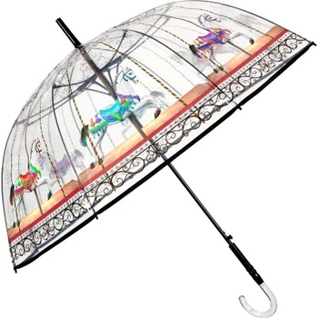 Дамски прозрачен автоматичен голф чадър Perletti Time 26290, Въртележка