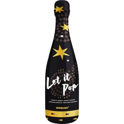 Amscan Fľaša na konfety - zlaté hviezdy 32 cm