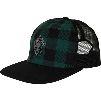 CREATURE Bonehead Flame Wash Mesh Trucker Unstructured Green Flannel 159869