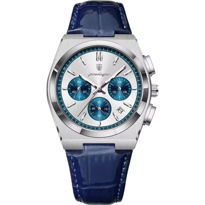 Poedagar Мъжки часовник Poedagar CS1871, естествена кожа, син, бял циферблат (CS1871)