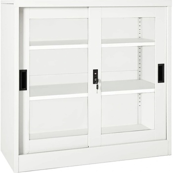 Шкаф с плъзгаща врата, бял, 90x40x90 см, стомана