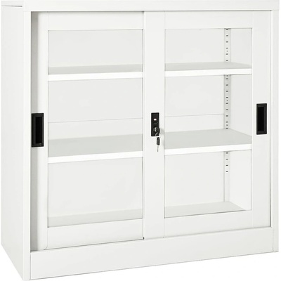 Шкаф с плъзгаща врата, бял, 90x40x90 см, стомана