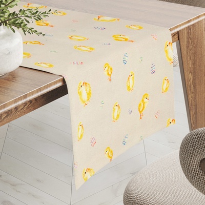Biante Velikonoční teflonový běhoun TF-074 Kuřátka a kraslice na béžovém 45x140 cm