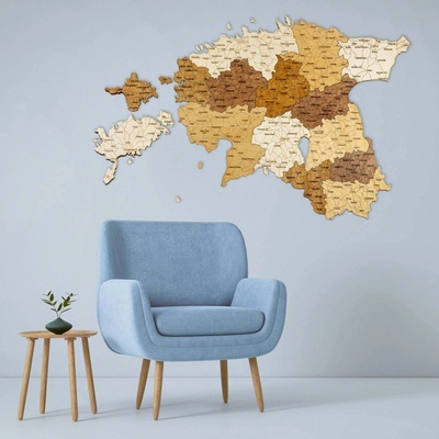 Estónsko drevená mapa 150 x 97,5 cm