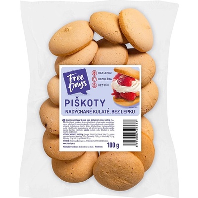 FREE DAYS Bakery piškoty nadýchané kulaté bez lepku 100 g – Zbozi.Blesk.cz