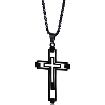 HARAHU Колие EM-34152 Cross - Черен KP34152 (EM-34152)