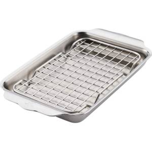 Hestan Тава за печене OVENBOND 28 x 17 см, с охлаждаща решетка, сребърен, неръждаема стомана, Hestan (HEST54317)