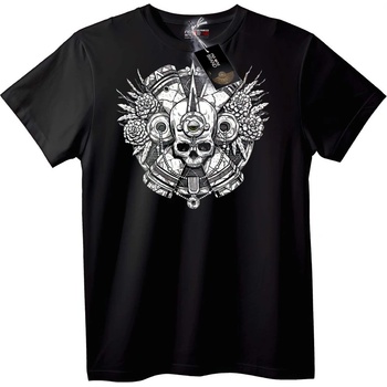 NOONEBRAND Тениска Стиймпанк Череп и Флорален Дизайн - L, White
