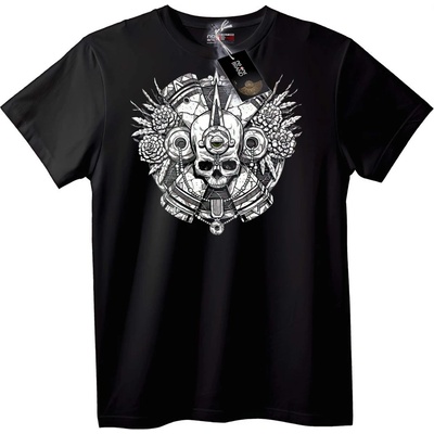 NOONEBRAND Тениска Стиймпанк Череп и Флорален Дизайн - L, White