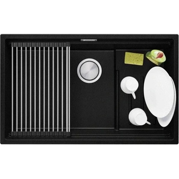 Твоят Стил Черна гранитна мивка за монтаж под плот Прага 80 Step Level 560 x 470 мм