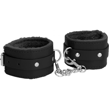 Image 1 of Ouch! Plush Leather Hand Cuffs Black