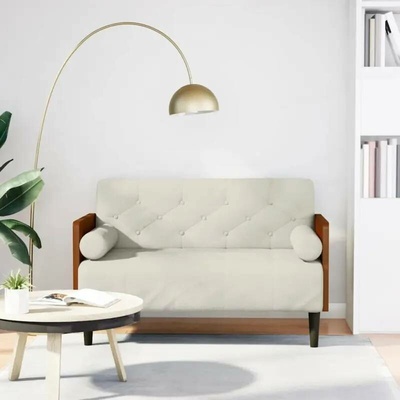 vidaXL Pohovka Loveseat s podhlavníkem, krémová, 110 cm, samet 11461.4100605