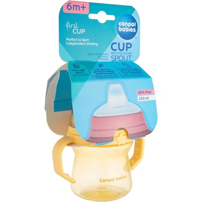 Canpol Babies nevylievací hrnček s mäkkým náustkom žltý 150 ml