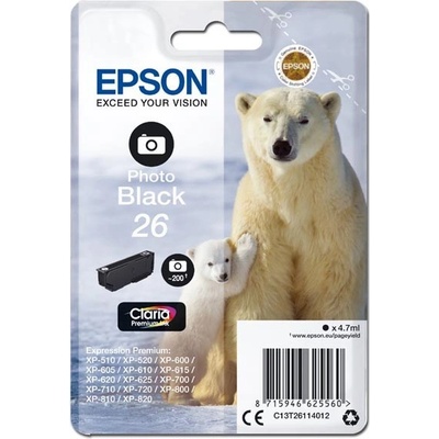 Epson 26 T2611 снимка черен (photo black) оригинална касета (C13T26114012)