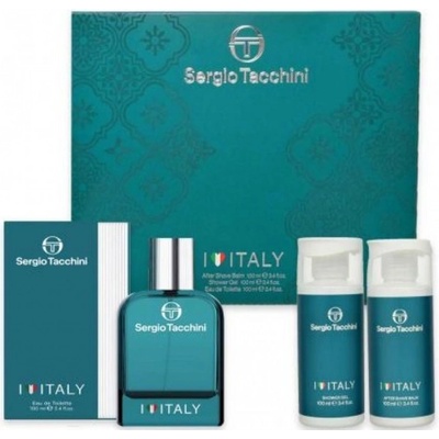 Sergio Tacchini I Love Italy EDT 100 ml + sprchový gel 100 ml + balzám po holení 100 ml pro muže