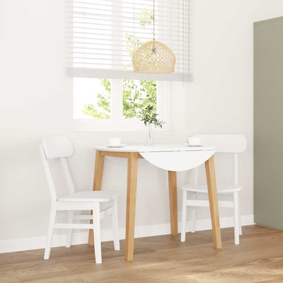 vidaXL трапезни столове 2 бр. бяла масивна дървесина гума (4102441)