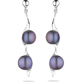 Image 1 of Swan Сребърни обици със сладководни черни перли ge036r ge036b