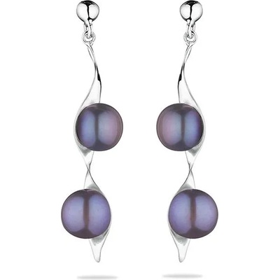 Swan Сребърни обици със сладководни черни перли ge036r ge036b