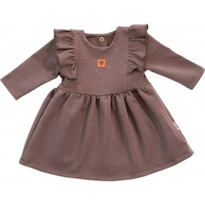 Baby Nellys Dětské teplákové šaty tunika Vintage Love čokoláda
