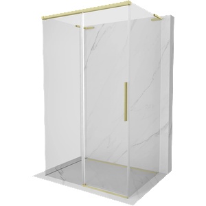 Mexen Rox-3S L душ кабина с 3 стени, плъзгаща се 125 x 90 cm, прозрачна, златна мат - 8C2L-125-090-55-00-3S (8C2L-125-090-55-00-3S)