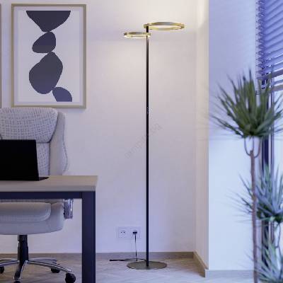 EGLO 901975-LED Димируема подова лампа CASTELPOTO LED/16W/230V + LED/12W златиста/черна (EG901975)