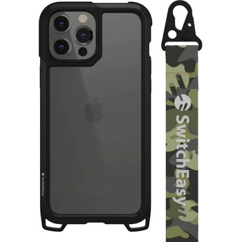 SwitchEasy Odyssey Camo Green Case - удароустойчив хибриден кейс с връзка и карабинер за iPhone 13 Pro Max (черен)
