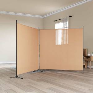 vidaXL Разделител на стая с 2 панели Бежово 348 x 180 cm Текстил (42039231)