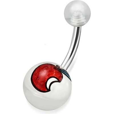 Šperky eshop piercing do bříška z oceli a akrylu transparentní kuličky nakousnuté jablko Z25.14