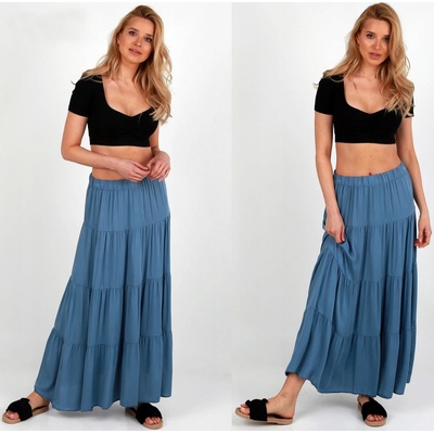 Dlhá maxi letné španielska sukňa zo vzdušného materiálu s volánikmi ZIZI266 jeans