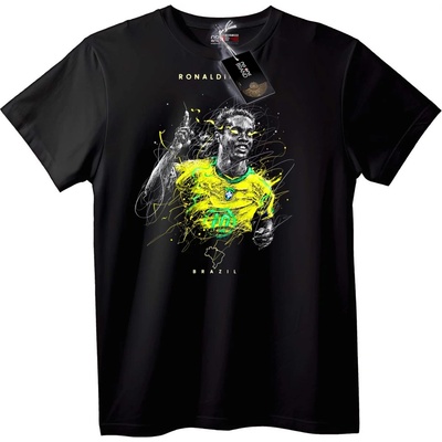 NOONEBRAND Тениска Ronaldinho Бразилия Футбол - 3XL, Black