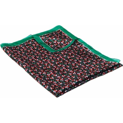 Hodvábny šál s potlačou veľký čiernomodrý s červenou a zelenou