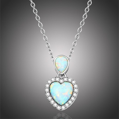 Grace Silver Jewellery Stříbrný s modrým opálem lidia, srdce NH-BSN243/11 Stříbrná