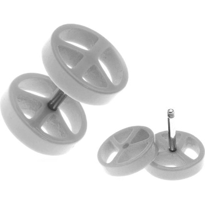 Šperky eshop bílý symbol míru fake piercing do ucha z akrylu PC31.13
